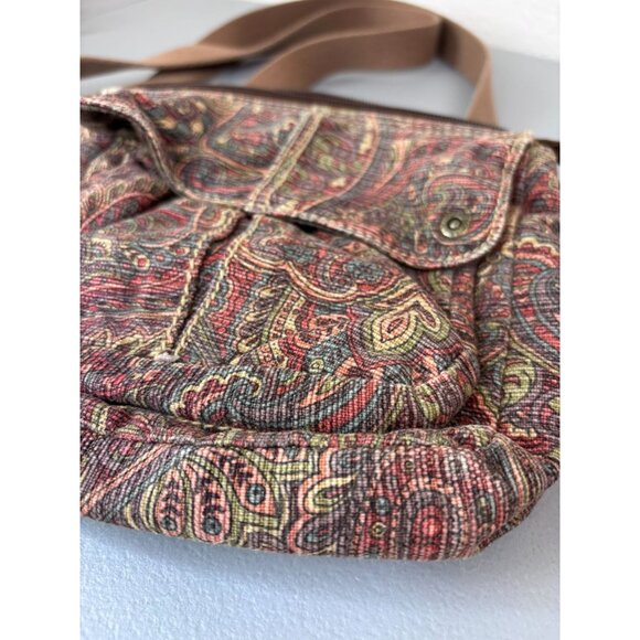Fossil brand women's crossbody mini bag brown paisley patterned zipper closure - Picture 3 of 10